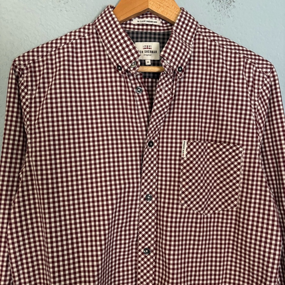 Ben Sherman Red Gingham Button Down Shirt - Picture 3 of 9